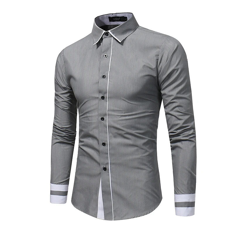 Fengguilai мода мужские рубашки с длинными рукавами Топы Бизнес Высокое качество Повседневная рубашка мужская одежда Рубашки Slim Для мужчин