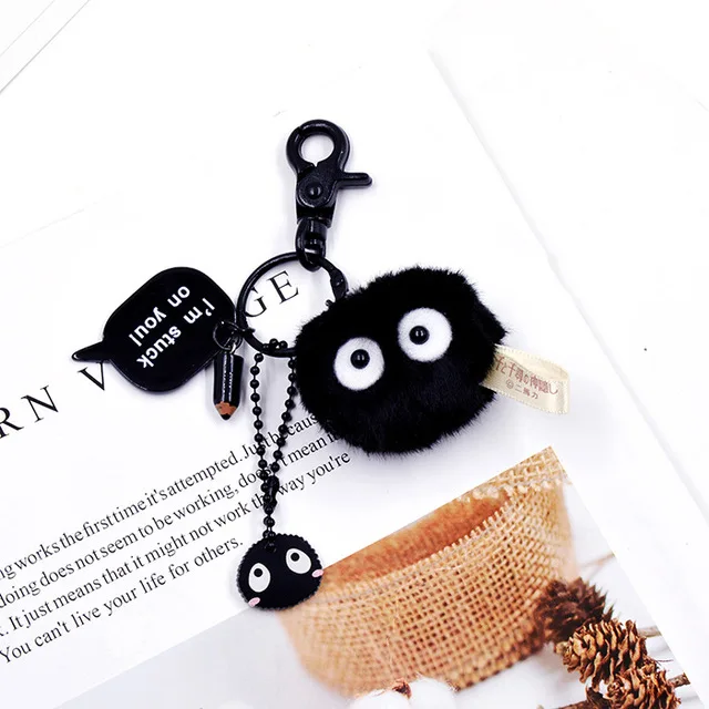 

2019 New Umbrella Totoro Mei Briquettes Doll Simple Modern Cartoon Animation Action Figure Bell Key Ring Mascot KeyChain Holder