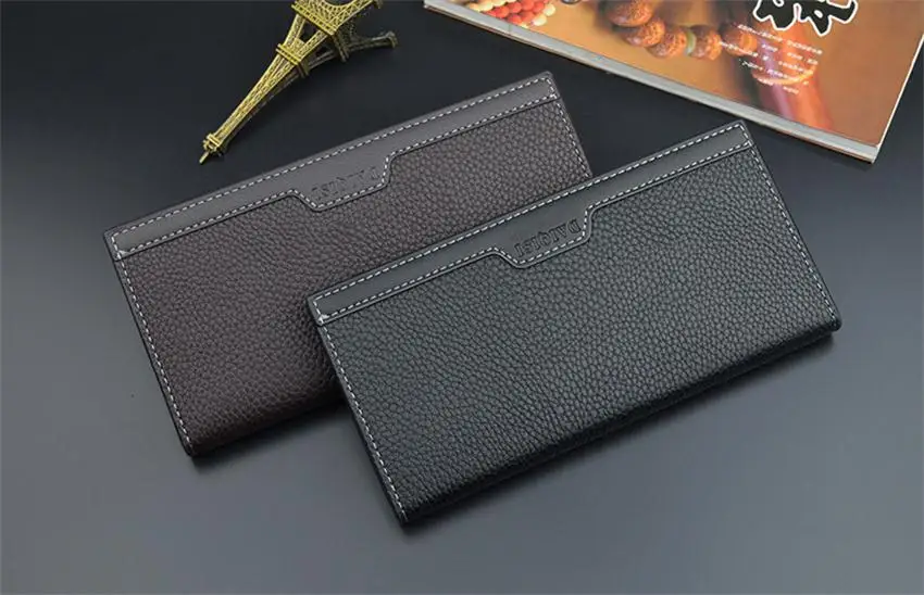 New Style Men PU Leather Long Clutch Wallet Business Cards Holder Purse Male Fashion Pocket Wallet Coin Bag Purse Billfold