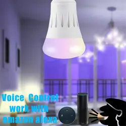 Rgbw светодиодные лампочки e27 7 Вт для вечеринки интеллектуальное управление звук лампы работу с alexa эхо и google дома dj светодиодные фонари