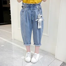 Джинсовые шорты для девочек летняя модная детская одежда рюшами свободные Высокая талия джинсовые шорты для девочек-подростков От 3 до 14 лет одежда Dwq277