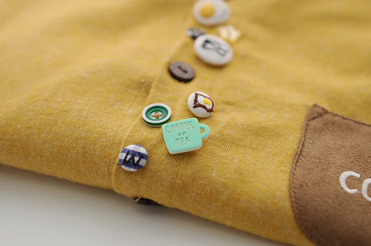 Colorful buttons peter pan collar long  sleeve Brushed cotton shirt blouse mori girl  autumn