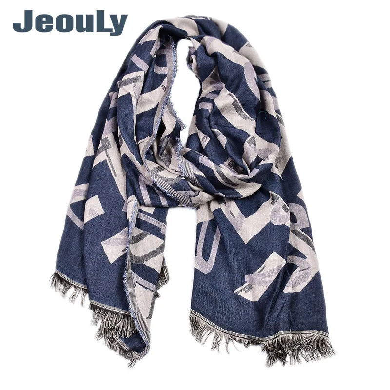 

Quality New Men Cotton Yarn-dyed Scarf In Europe And The Jacquard Scarf Wholesale Customizable Qiu Dong Double Letters