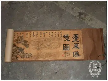 

Chinese Ancient picture silk paper Landscape Figure Scroll painting--fairyland