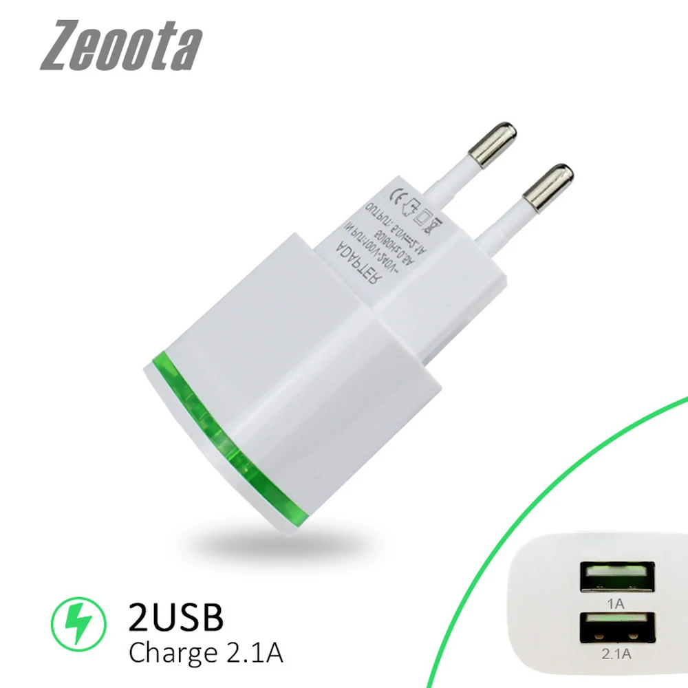 

Zeoota 2 USB Charger 5V 2.1A EU Plug USB adapter Wall Mobile Phone Charger for iPhone 5 6 7 iPad Tablet Samsung Xiaomi