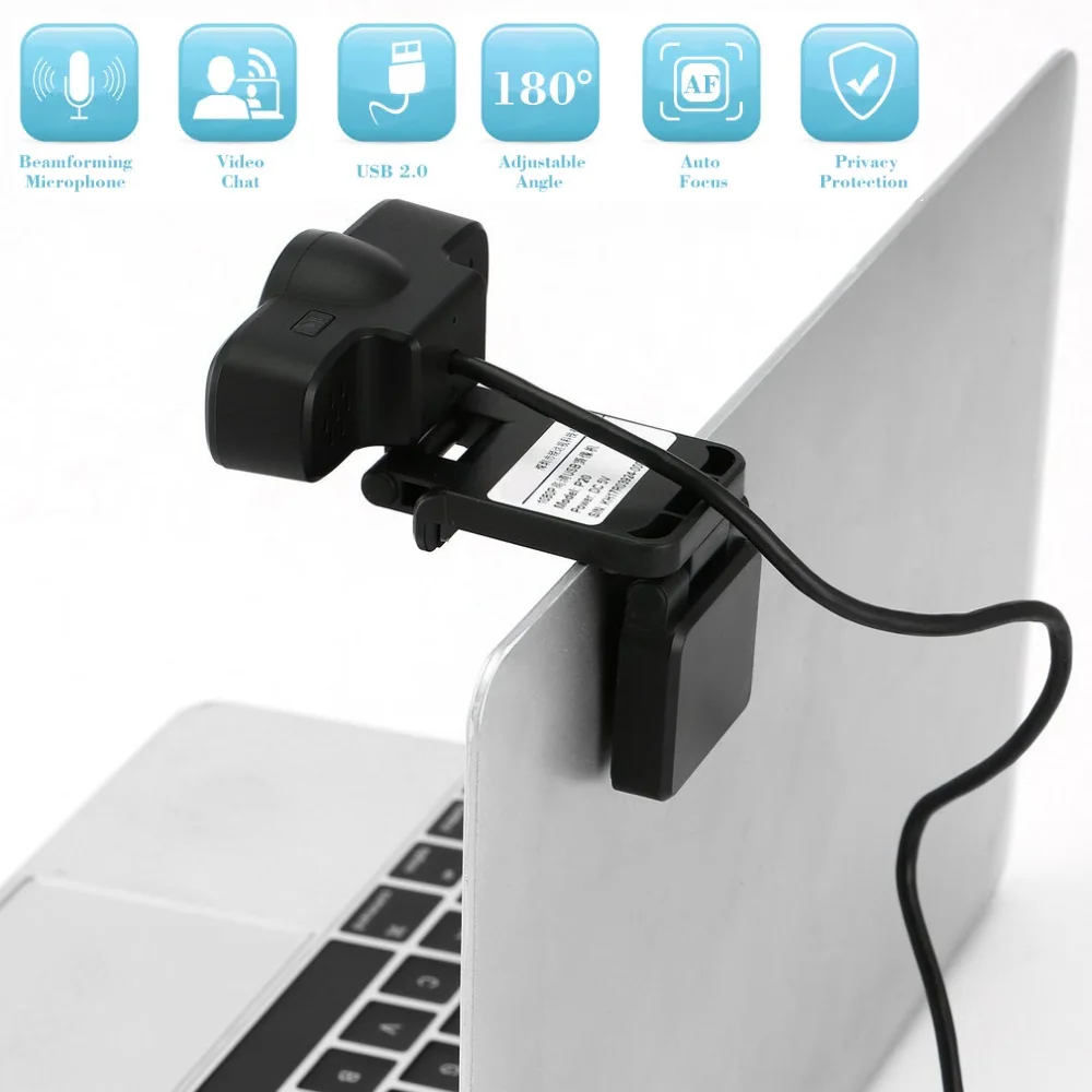 

LESHP Auto Focus Webcam HD 1080P Lens Digital Computer Camera with Built-in Noise Cancelling Microphone for Computer USB Plug