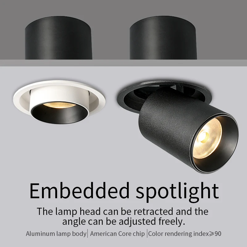 PULUOTI Flexible Angle Adjustment Telescopic Lamp Holder Embedded Spotlight