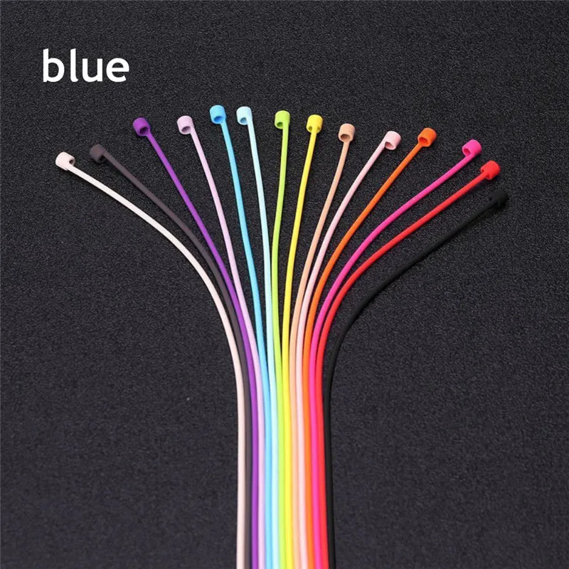 Силиконовый анти-потеря веревка для AirPods шейный ремень беспроводной наушник струнная веревка шнур для наушников Аксессуары для наушников - Цвет: Синий