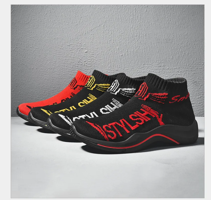 

Running shoes 2019 spring new running shoes knit socks shoes breathable shock-absorbing wearable lightweight men's running shoes