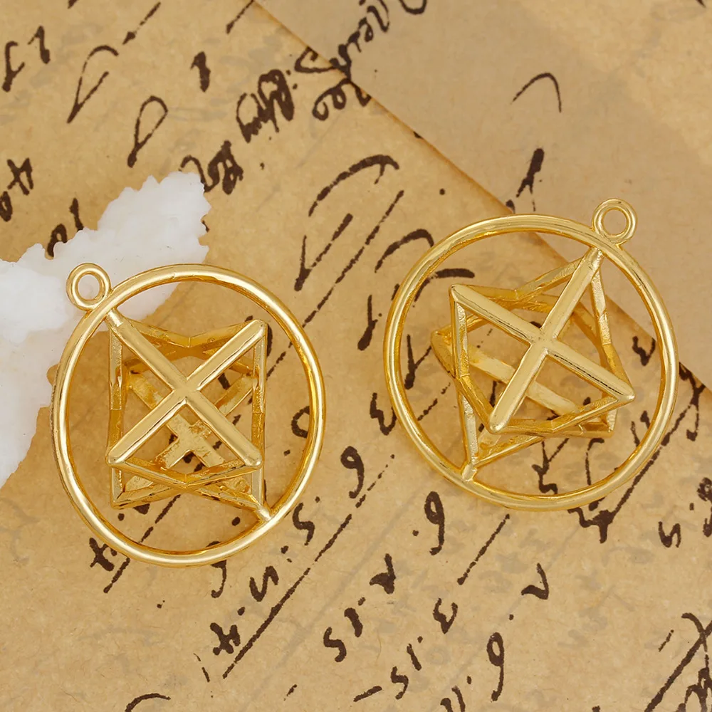 DoreenBeads медные Подвески Merkaba медитация круглый золотой цвет. полый 40 мм(1 5/") x 35 мм(1 3/8"), 1 шт