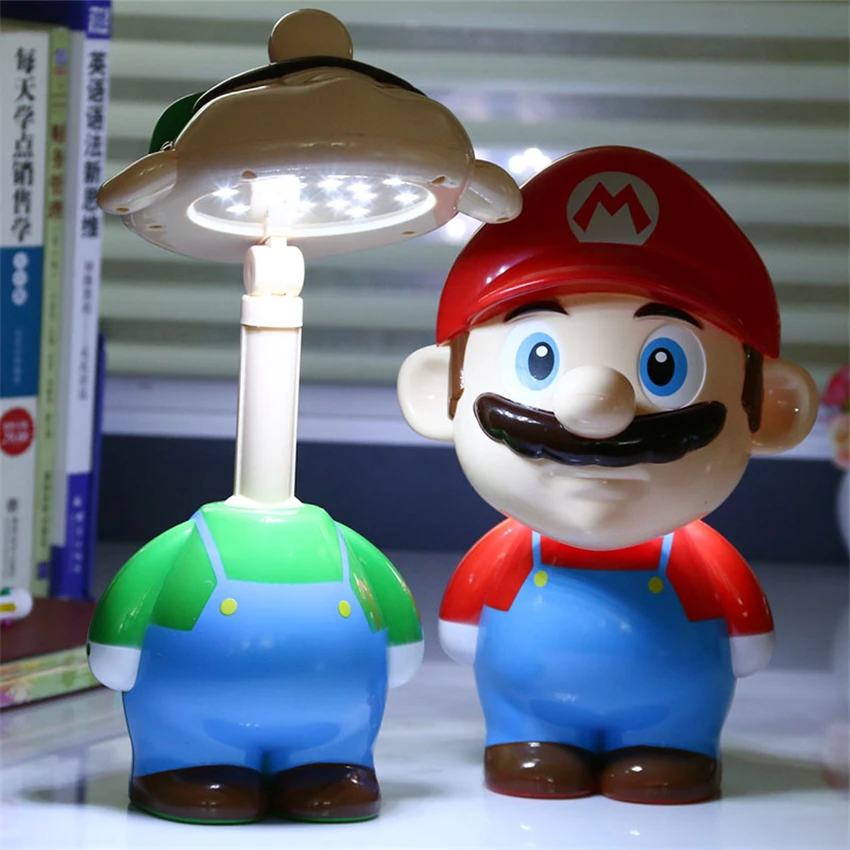 Супер Марио милый мультфильм светодиодный перезаряжаемые настольные фары ночные огни прикроватная лампа для детей ребенок Новинка освещение подарки на день рождения