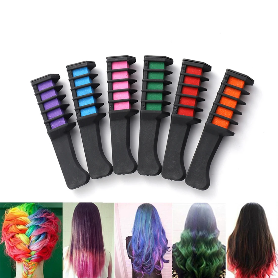 

Hot Disposable Hair Color Dye Chalk With Comb Hair Color Mascara Fashion Design Crayons Temporary Hair Mascara Multicolor Dye