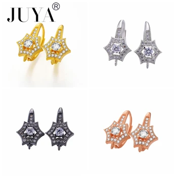 

5 Pairs Earring Hooks Clasps Earwire Findings Accessories For Making Earrings Micro Paved AAA CZ Rhinestone Earring Components