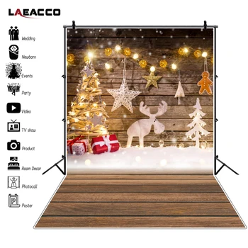 

Laeacco Photo Background Christams Tree Deer Bulb Star Gift Doll Party Baby Portrait Photography Backdrop Photocall Photo Studio
