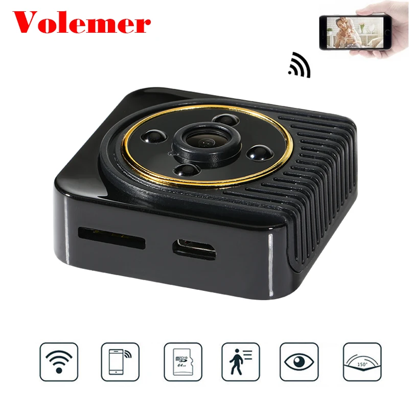 Volemer H5 Wi-Fi мини Камера 720P HD Беспроводной IP мини видеокамера ночного Версия Micro Камера голос, видео Запись магнитное крепление