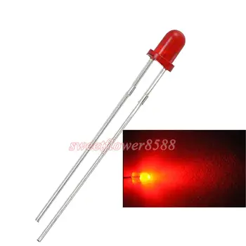 

100pcs 3mm Red Ultra Bright Diffused LED Lamps New Free Shipping