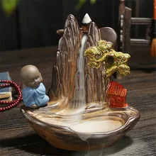Ретро керамический Лотос пруд маленький монах дзен курильница для благовоний горелка креативный Лотос подставка для ароматических палочек домашний декор водопад курильница