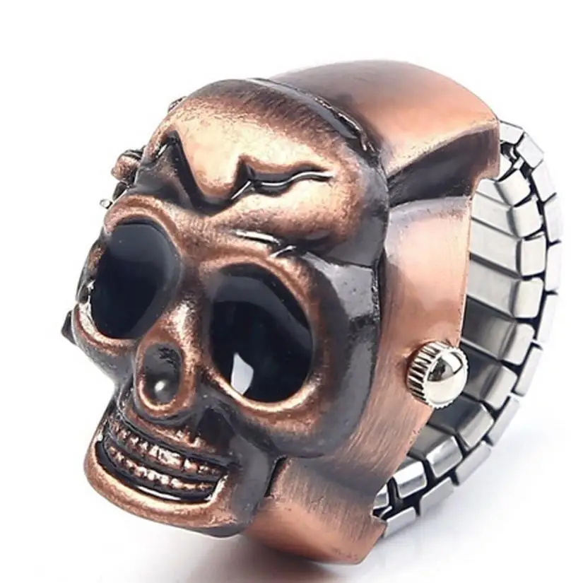 

Women's Watch Clock Fashion Unisex Retro Vintage Finger Reloj Mujer Skull Ring Best Clamshell Colors Comfortable Temperament C5