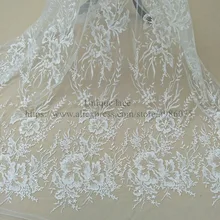 Новая коллекция Элегантное свадебное кружевное вышитое кружево 130 см ширина Тюлевое кружево с блестками гипюровое кружево для платья