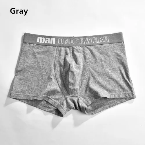 Мужские хлопковые боксеры, удобное мягкое Мужское нижнее белье, однотонные шорты, трусы, Мужские дышащие трусы, нижнее белье для мужчин - Цвет: Gray