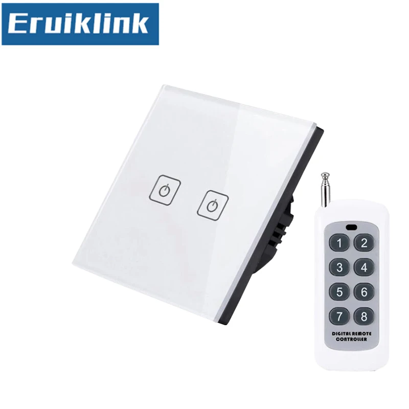 

EU/UK Standard Wireless Remote Control Touch Switch,2 Gang 1 Way RF433 Wall Light Switch For Smart House Free shipping