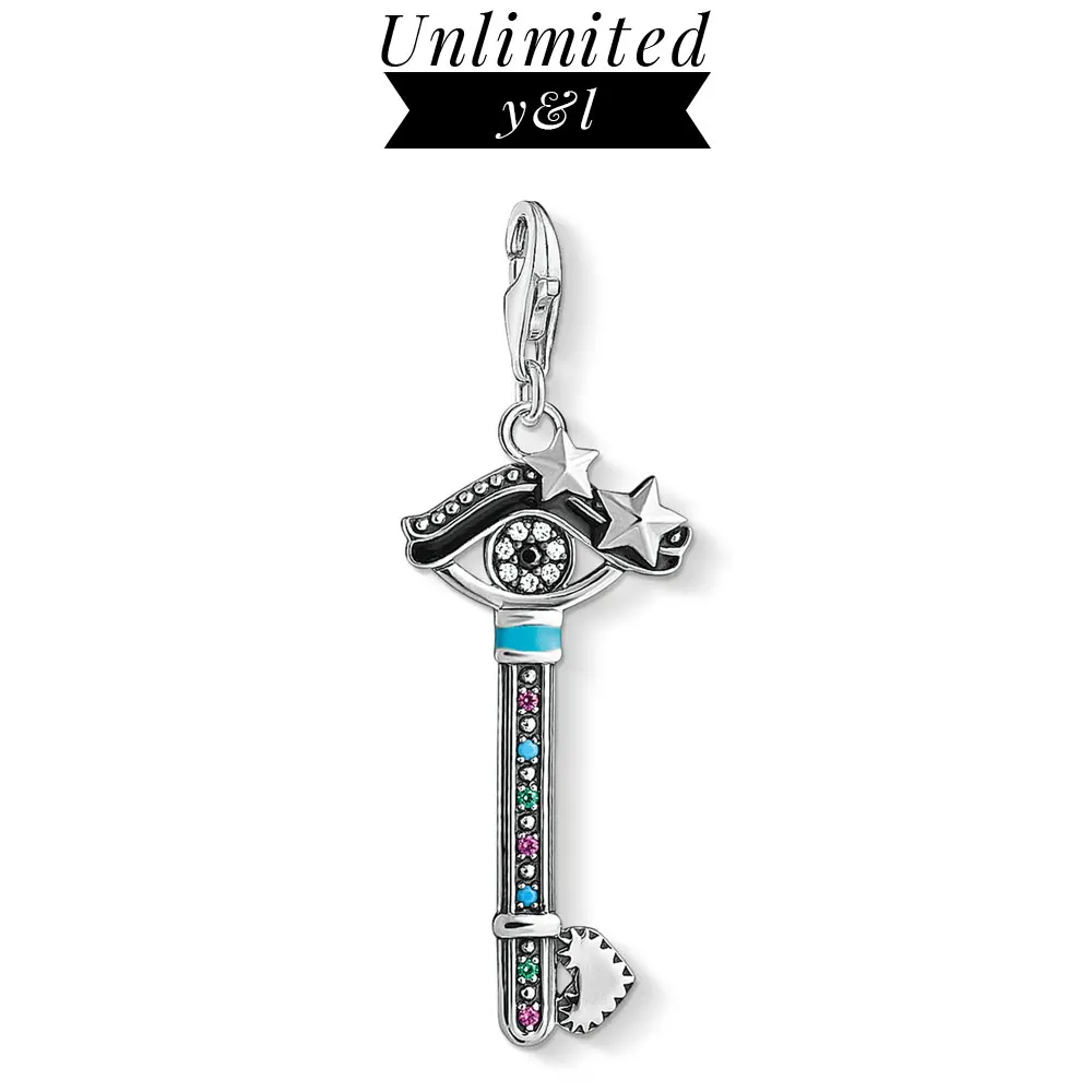 

Eye Key Star Heart Charms for Jewelry Making 925 Sterling Silver Blue CZ Jewelry Fit Thomas Style Bracelet Necklace Women Men
