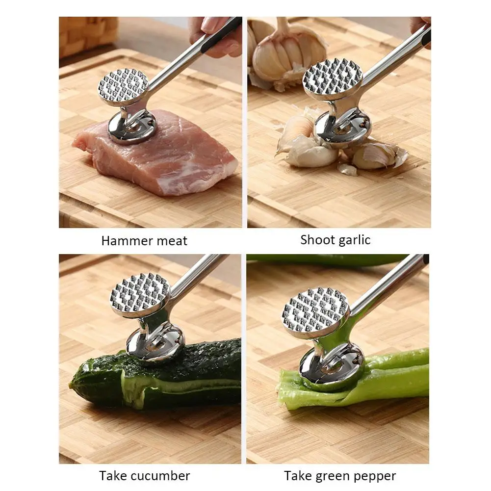 Stainless Steel Dual-sided Meat Tenderizer Hammer/Meat Mallet steak Pounder Kitchen Tool for BBQ steak, Kitchen Accessories