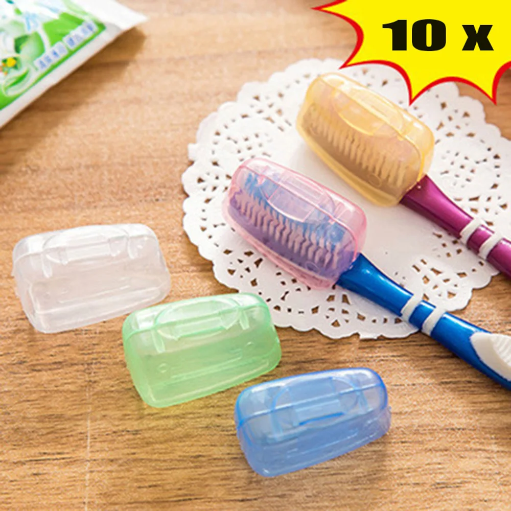 

10pcs/2bag Colorful Travel Toothbrush Head Cover Case Cap Hike Camping Brush Cleaner Protector to Storage Toothbrush Head