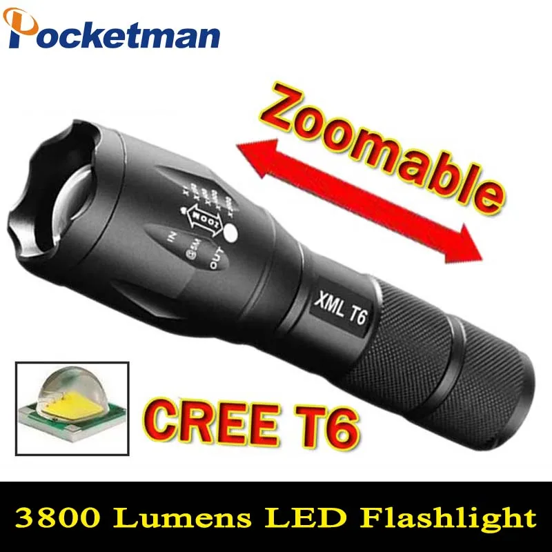 

LED Flashlight 3800 Lumnes XM-L T6 LED Tactical Flashlight Torch 5Mode Zoomable Flashlight Waterproof Torch Light lanternas