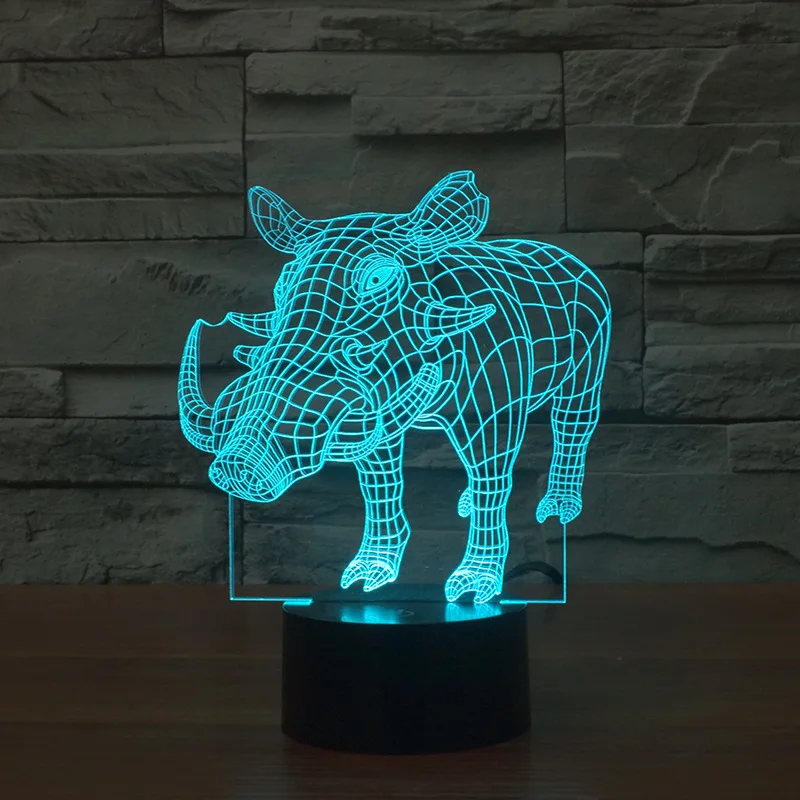 Дикая кабана моделирование Usb 3d лампа Светодиодная энергосберегающая креативная новинка продукты светодиодный ночник очаровательный рисунок для детей игрушки