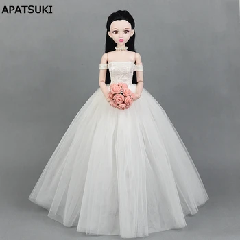 

White Dress & Veil Wedding Dress for 1/4 BJD Doll Clothes Evening Gown Party Clothes for 45-50cm XINYI Doll 1:4 Doll Accessories