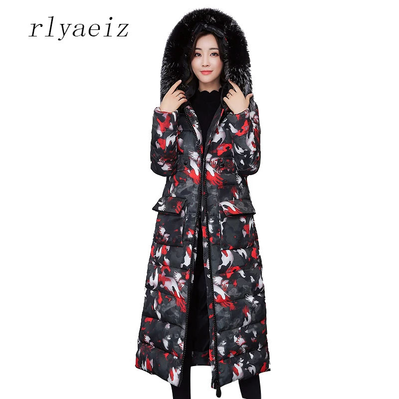 À Hiver Veste blue red Femmes Grand Vestes rembourré Rlyaeiz green Long Black M New 2017 Hot Capuchon Parkas 3xl Chaud Coton Mode Épaississent Manteau Fourrure CXqOI