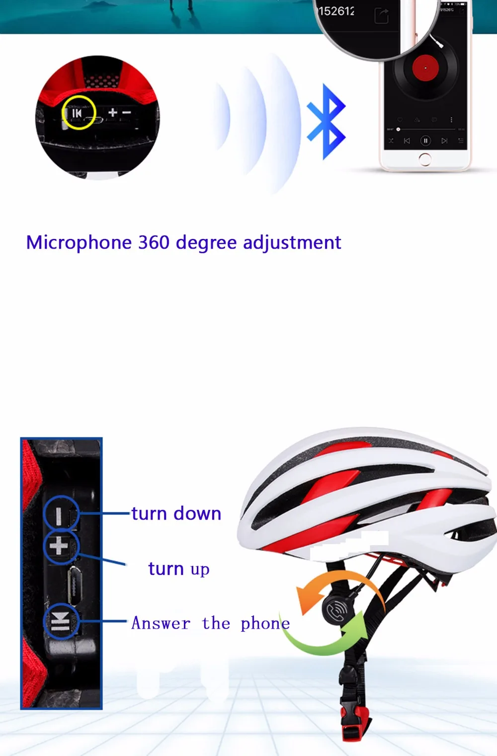 Светодиодный велосипедный шлем, умный цельный Bluetooth шлем для использования на открытом воздухе, безопасный велосипедный шлем для езды на велосипеде