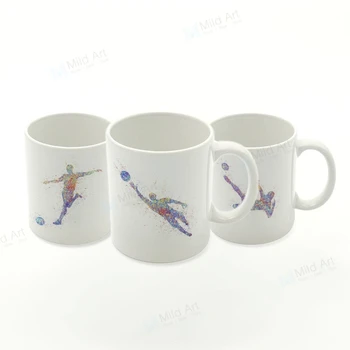 

Watercolor Soccer Football Figure Sports Player Art Kitchen Ceramic Water Cup Creative Man Gifts Custom Coffee Tea Beer Mugs Set