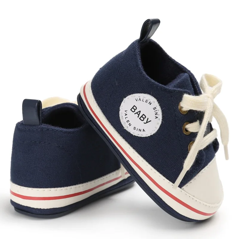 Обувь для новорожденных, обувь для первых шагов, Повседневная парусиновая спортивная обувь для малышей, кроссовки на шнуровке для маленьких мальчиков и девочек 0-18 месяцев