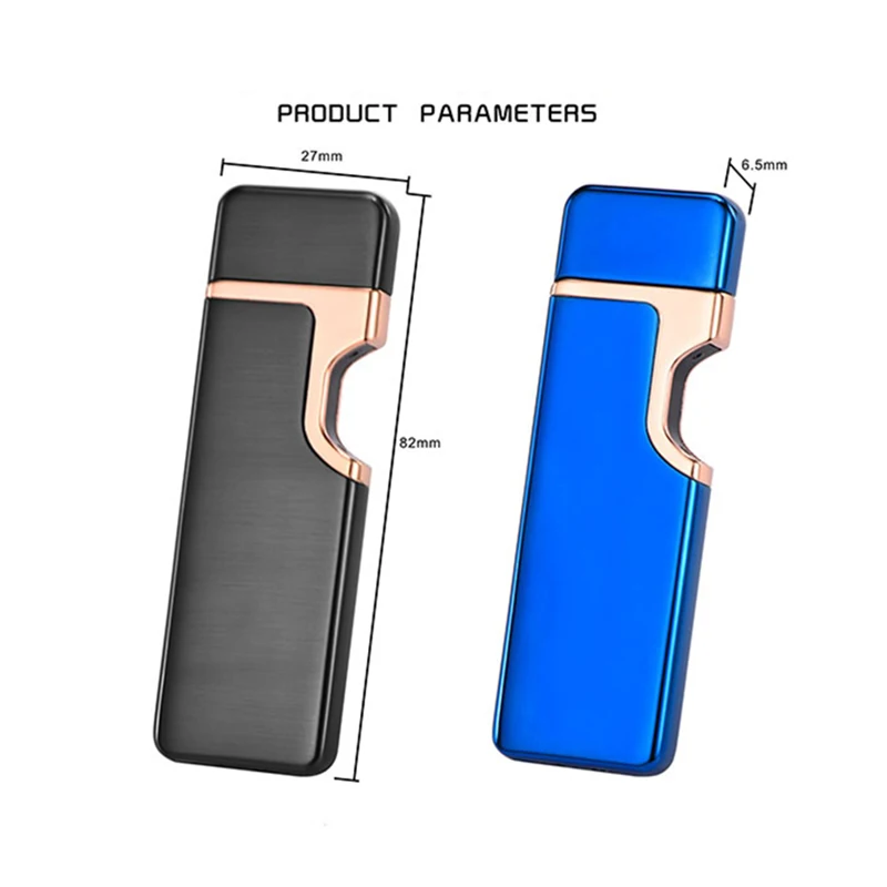 Тонкий гаджет для мужчин зарядки USB Зажигалка электронная сигарета зажигалки Металл ветрозащитный Электрический катушки пьезо зажигалки