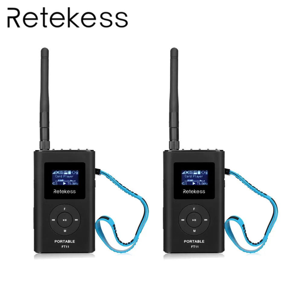 2pcs RETEKESS 0.3W FT11 FM Transmitter Handheld MP3 Broadcast Radio