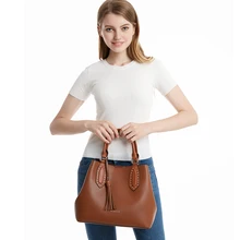 Miyaco, дизайнерская сумка, женские кожаные сумки, сумка через плечо, повседневная сумка-тоут, Женский кошелек, коричневый топ, Сумка с кисточкой, новинка