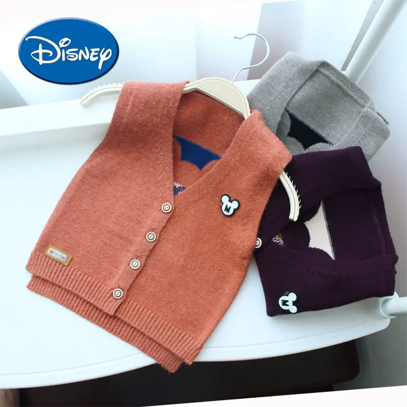 

Disney 2018 Autumn Spring New Kids Boy Sweater Vest Mickey Vest Waistcoat V-Neck Sleeveless Jacket