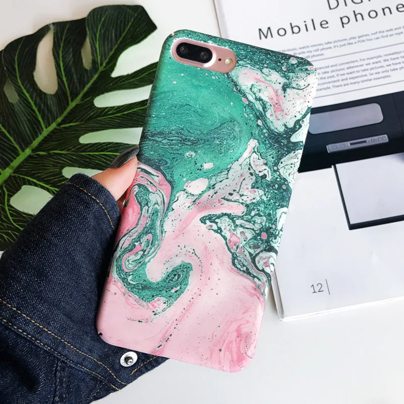 KIPX1070_2_JONSNOW Marble Pattern Phone Case for iPhone XR XS Max 6 6S 7 8 Plus Case Fashion Flowers All-inclusive PC Hard Back Cover Capa Coque