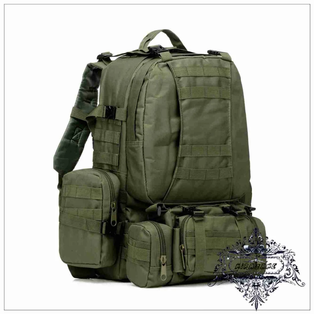 Большой тактический рюкзак 50л, спортивный военный рюкзак для походов, кемпинга, альпинизма, рюкзак в сочетании с 3 сумками MOLLE