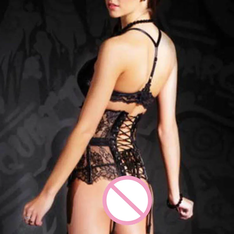 Sexy Steampunk Embroidery Slimming Waist Trainer Underbust Corset Gothic Women's Black Lace Printed Underwear Cinta Modeladora (2)