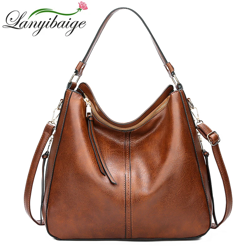 

2018 vintage brown women leather handbags luxury designer shoulder bags high quality brand crossbody bags for women bolso mujer