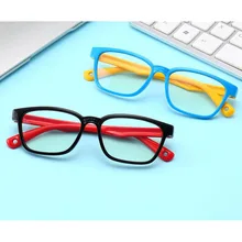 Модные очки-светильник синего цвета, Простые компьютерные очки для детей, мягкая оправа для глаз, очки для детей, детские оправы для очков