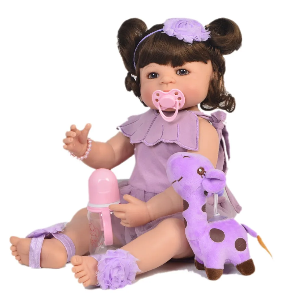 55cm Full Silicone Body Reborn Baby Doll Toy gift Girl bebes reborn corpo de silicone inteiro boneca child bathe toys npk dolls | Игрушки и