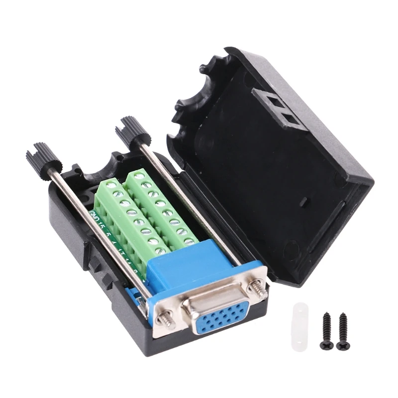 

D-SUB DB15 VGA Female Male Plug Breakout Terminals Screw Type DIY Connector