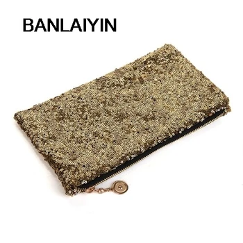 

WholeTide 10* Cartera Bolso De Mano Lentejuelas Baile Noche Para Mujer Color Dorado