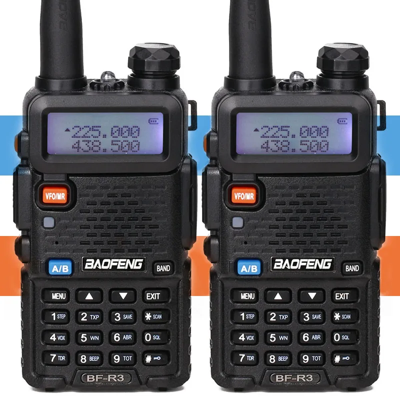 

2Pcs Baofeng BF-R3 Portable Walkie Talkie 136-174/220-260/400-470MHz Tri-Band Ham Amateur Two way Radio Upgrade of Baofeng UV-5R