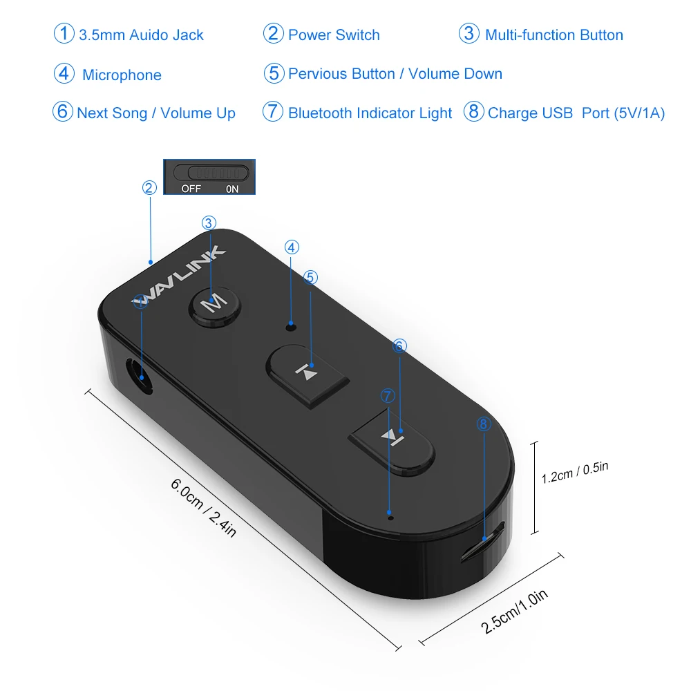 Bluetooth 4,1 приемник Hands-free автомобильный комплект портативный беспроводной приемник 3,5 мм музыкальный аудио стерео адаптер для автомобильной аудиосистемы
