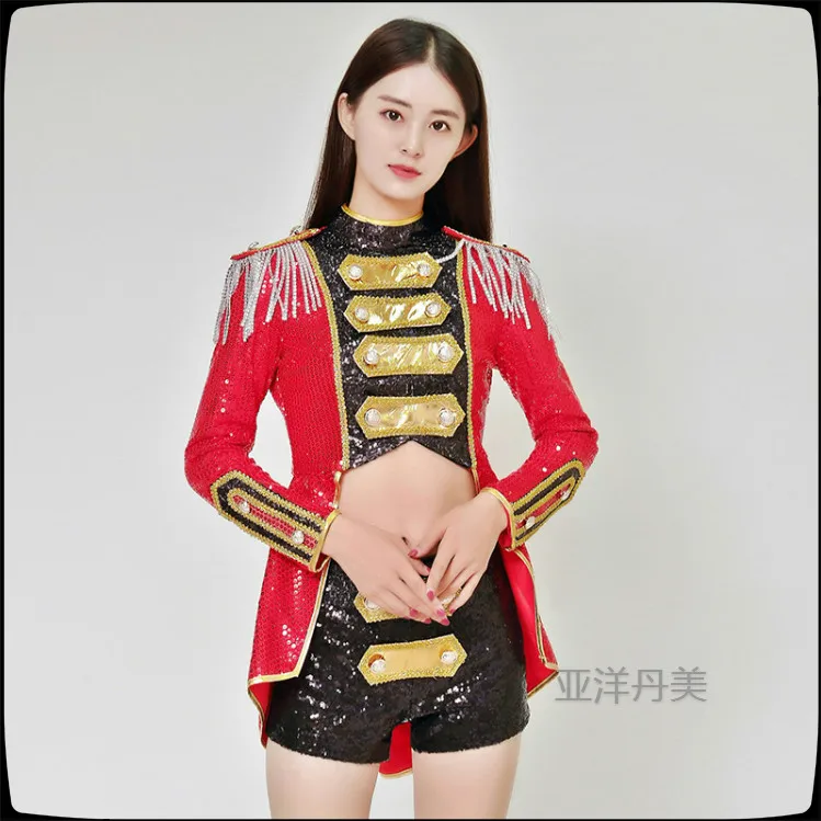 

Custom Jazz Dance Tuxedo Modern Dance Costumes DS Nightclub Fashion Sequin Hanfu Bar Performance Female Singer Fashion